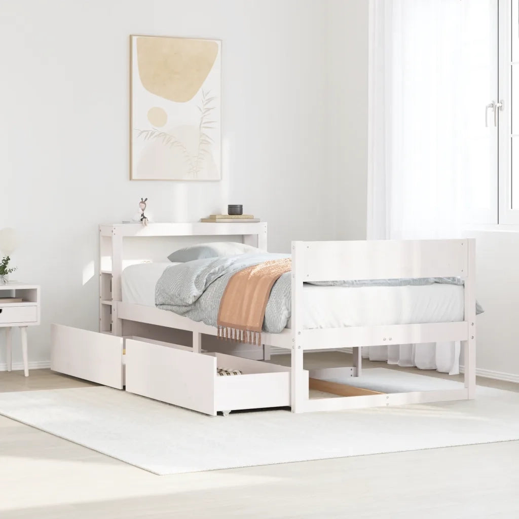 Letto singolo | Letto per adulti | Letto senza Materasso Bianco 90x200 cm Legno Massello di Pino