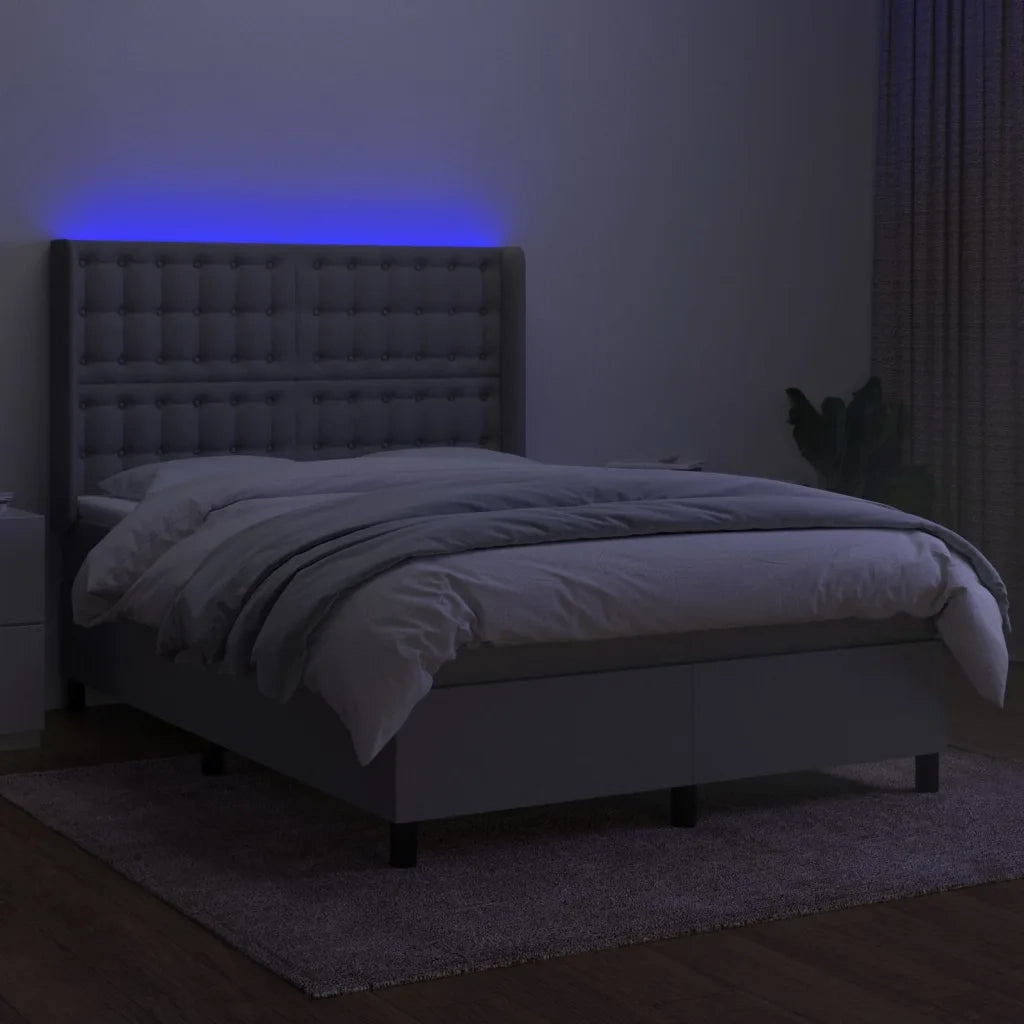 Letto a Molle Materasso e LED Grigio Chiaro 140x200 cm Tessuto 3138637
