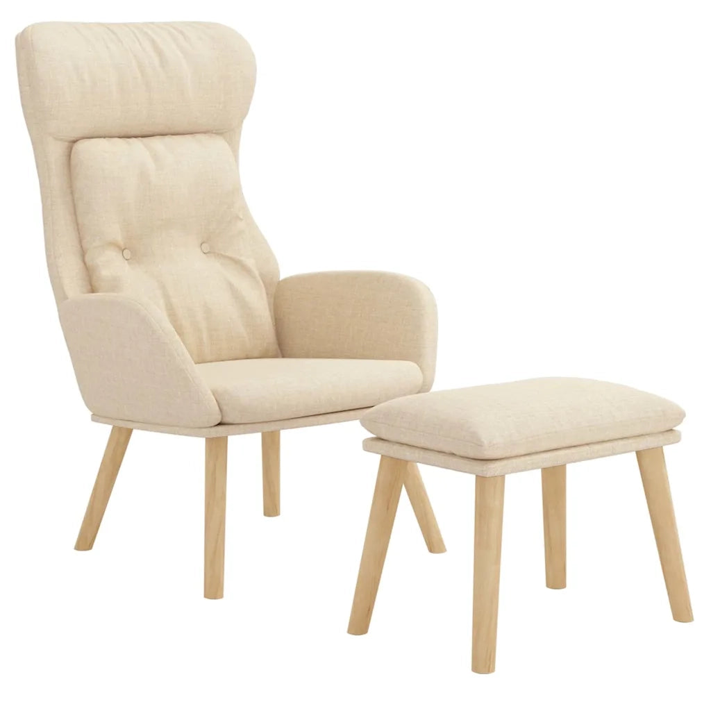 Divano Sedia-Poltrona Relax con Poggiapiedi Crema in Tessuto 334071