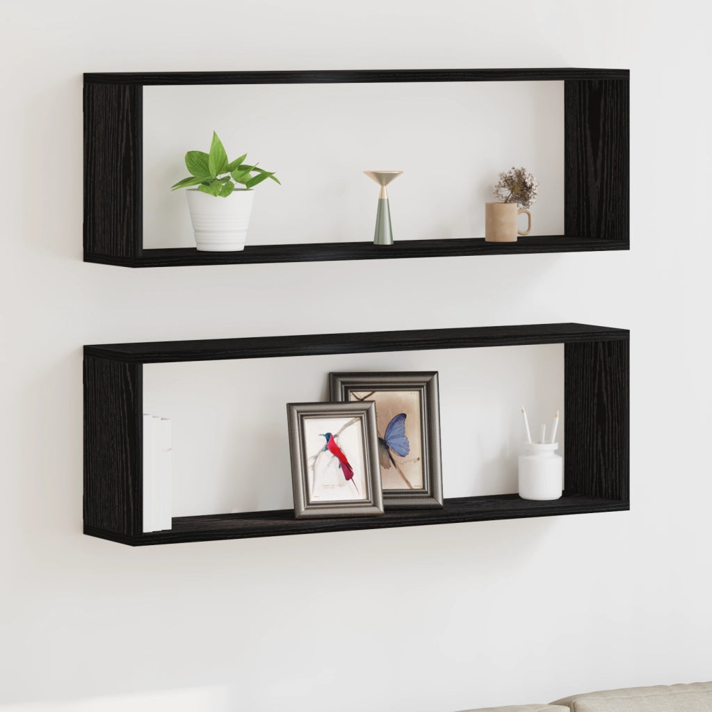 Mensole vitaXL - Set di 2, Rovere Nero, 80x15x26 cm, Realizzate in Legno Ingegnerizzato