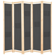 Divisorio divisorio mobile decorativo 5 pannelli grigio 200 x 170 x 4 cm tessuto 0802085