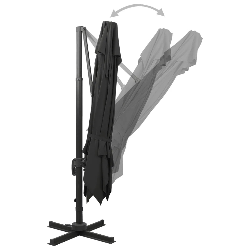 Ombrellone a Sbalzo con Doppia Copertura 300x300 cm Nero 312376