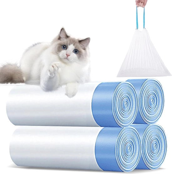 Sacchi per immondizia per gabinetti per animali domestici - Sacchi per gabinetti per animali domestici auto pulenti con maniglia portatile - Sacchi per immondizia resistenti ai graffi per la casa - 4 rotoli/60 pezzi