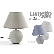 Trade Shop - Lampada Interno Lumetto Abat-jour 20x25cm Base Ceramica Colori Assortiti 752681 -