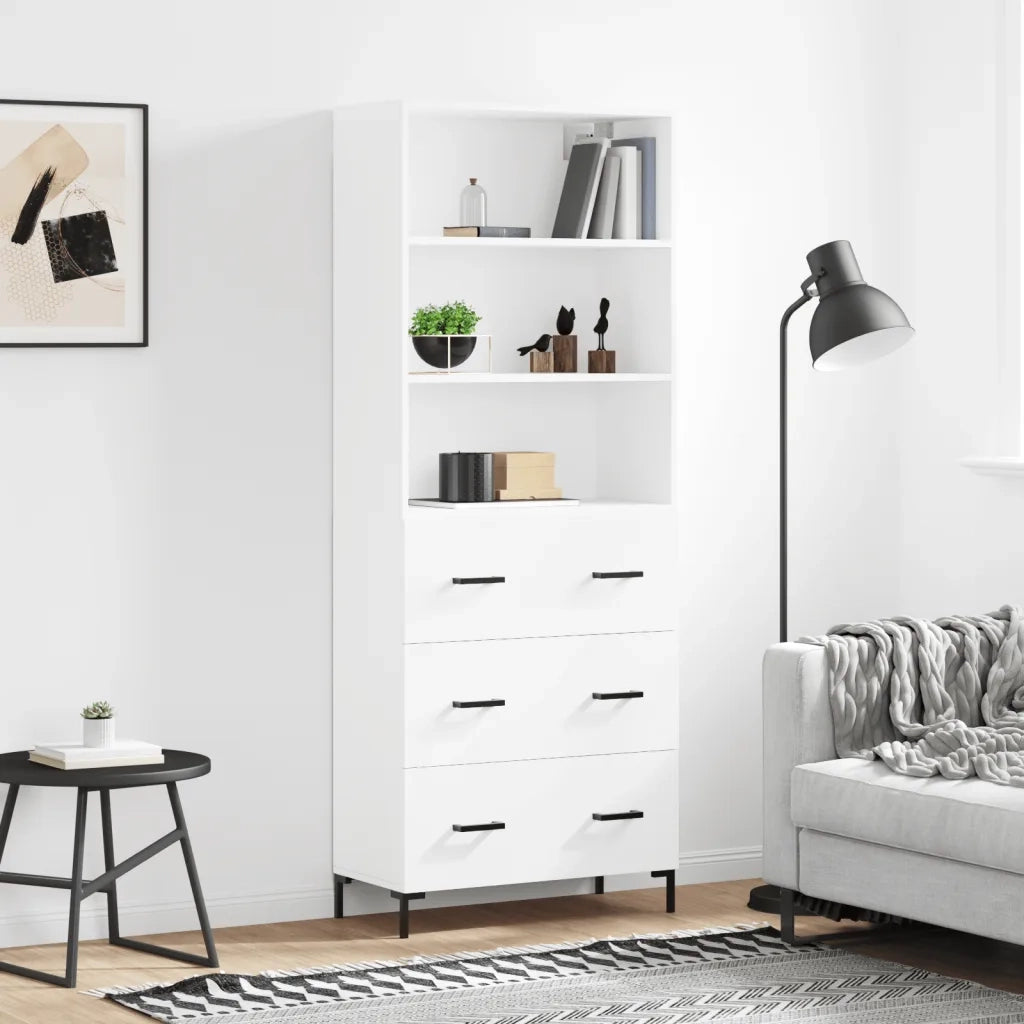 Credenza | Madia | Buffet da pranzo | Armadio da pranzo Bianca 69,5x34x180 cm in Legno Multistrato