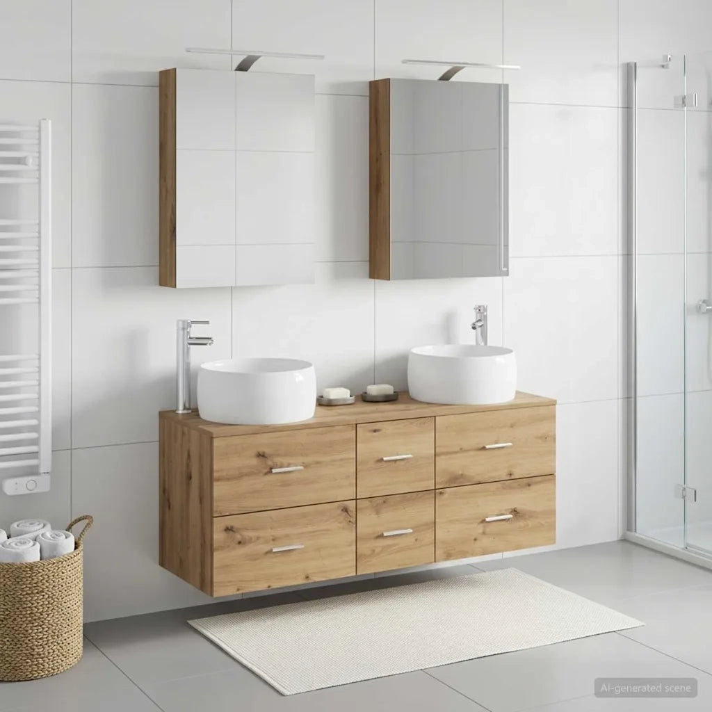 Set di mobili per il bagno 5 pcs Rovere Artigianale 3407038