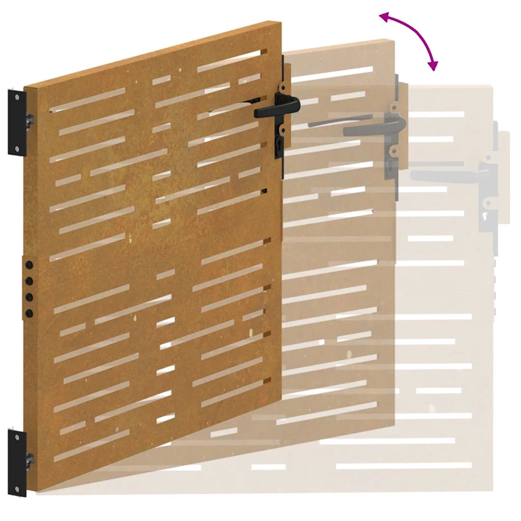 Cancello da giardino 85x100 cm in acciaio Corten design quadrato 153245