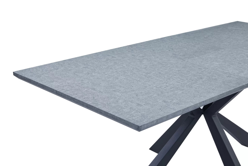 Tavolo moderno allungabile piano impiallacciato cemento 160x90x78 - Mobili 2G