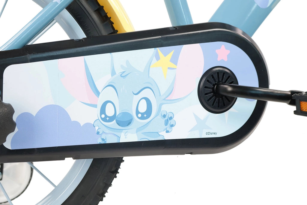 Bicicletta per Bambini 16" Disney Stitch Freni Caliper e Stabilizzatori in Acciaio Hi-Ten Azzurro
