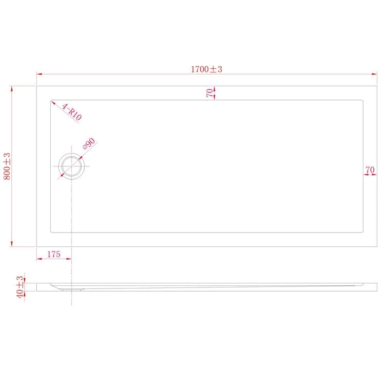 Piatto Doccia Slim 80x170x4 cm Rettangolare Acrilico Bordato Bianco Effetto Pietra mod. Flower