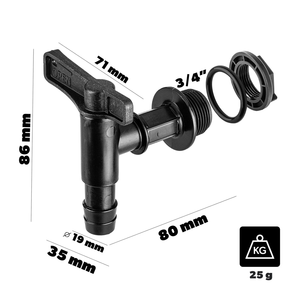 Rubinetto da giardino KADAX 3/4 per serbatoio di acqua piovana con valvola a barilotto