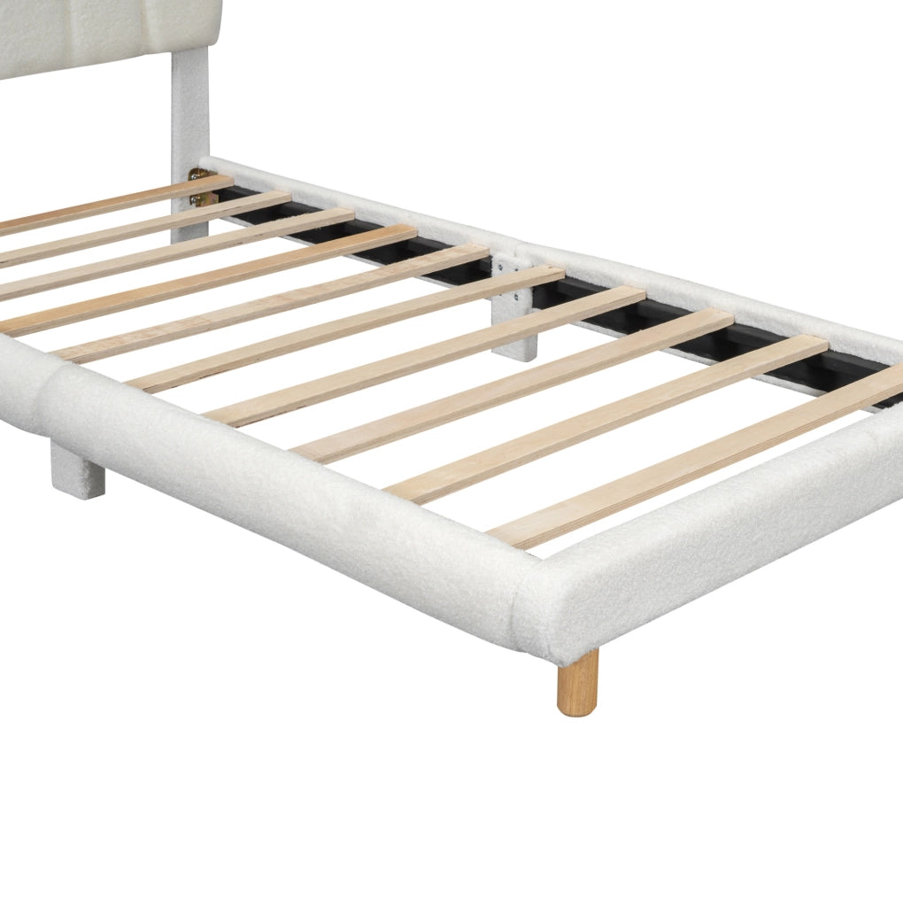 Letto per bambini 90x200 cm in plush bianco con testiera morbida