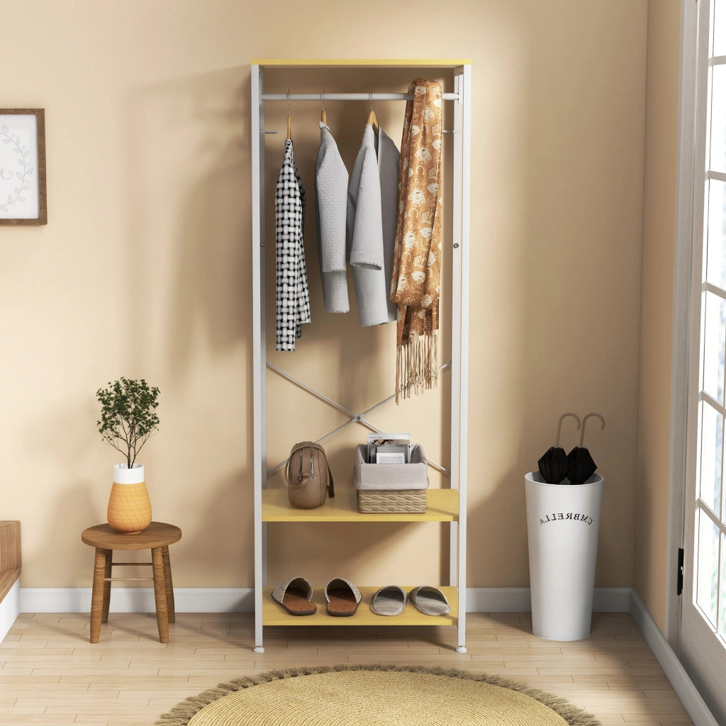 Appendiabiti con scaffale per scarpe e ganci ¨C zephmum ¨C 60x40x167,5 cm legno naturale