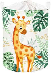 Cesto per bambini da 63L con tema foresta e animali, con coperchio, grande, verde, per bambini, 40x50 cm