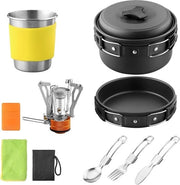 Set di Pannini da Campeggio Portatile 12 Pezzi - Ossidiana di Alluminio di Alta Qualità - Set di Cucchiaini Pieghevoli per Picnic Viaggiare Giardino