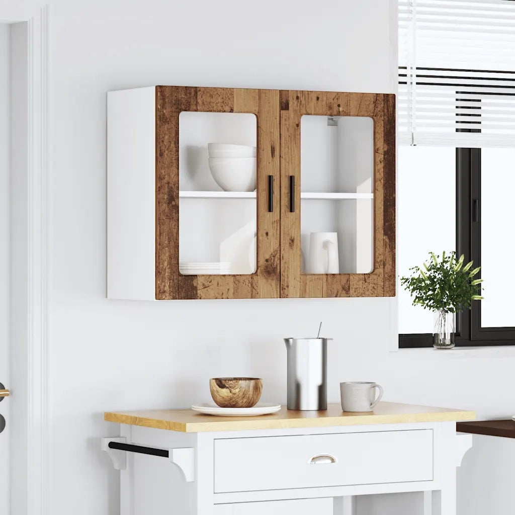 Pensile da Cucina con Porta in Vetro Porto Legno Vecchio