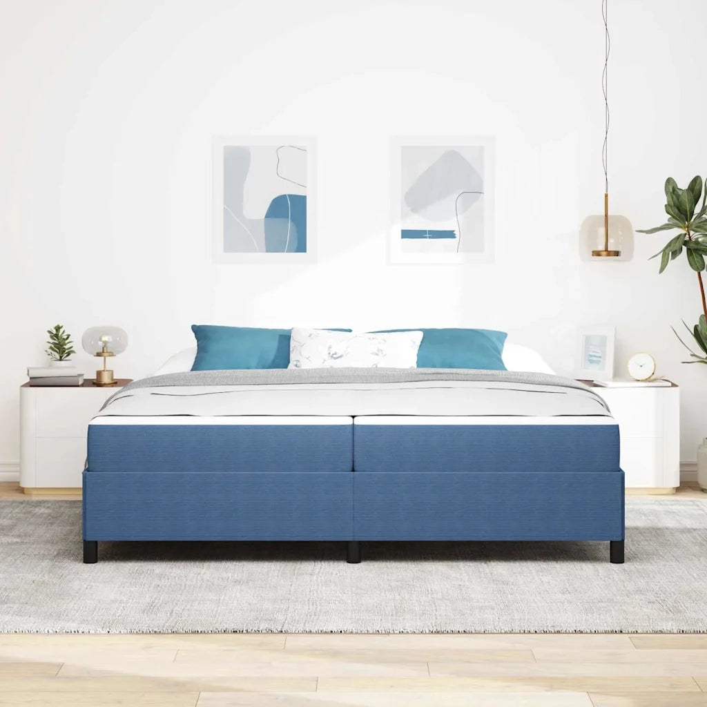 Struttura del letto con materasso Blu 200 x 200 cm Tessuto
