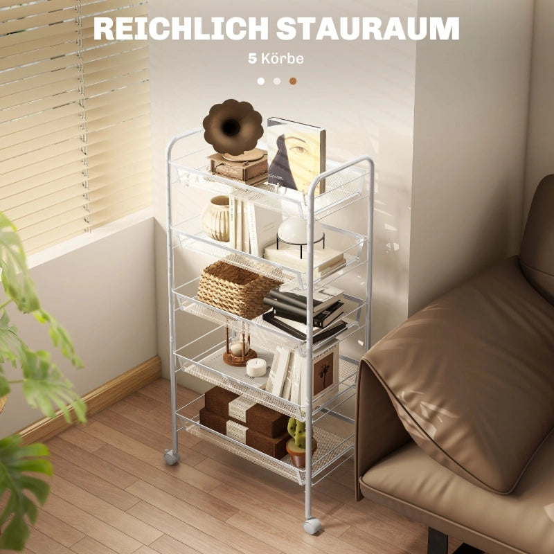 CARRELLO DA CUCINA A 5 CESTELLI 45 x 26,5 x 106 cm Acciaio Bianco
