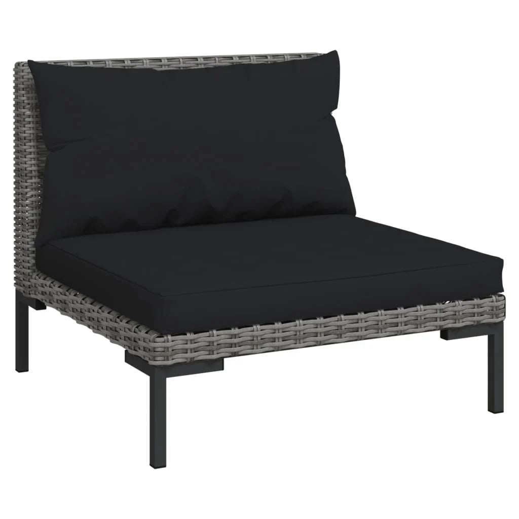 Mobili da giardino mobili da esterno Set di mobili da 4 pezzi con cuscini in resina intrecciata grigio scuro 02_0016185