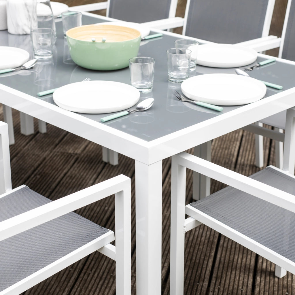 Set di mobili da giardino BARI in textilene grigio 8 posti - alluminio bianco