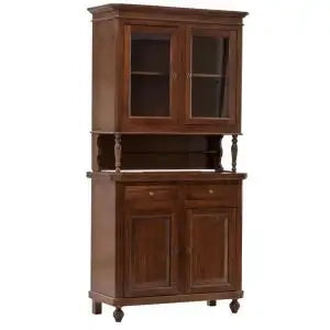 Credenza cristalliera napoletana in legno 2 ante arte povera noce scuro