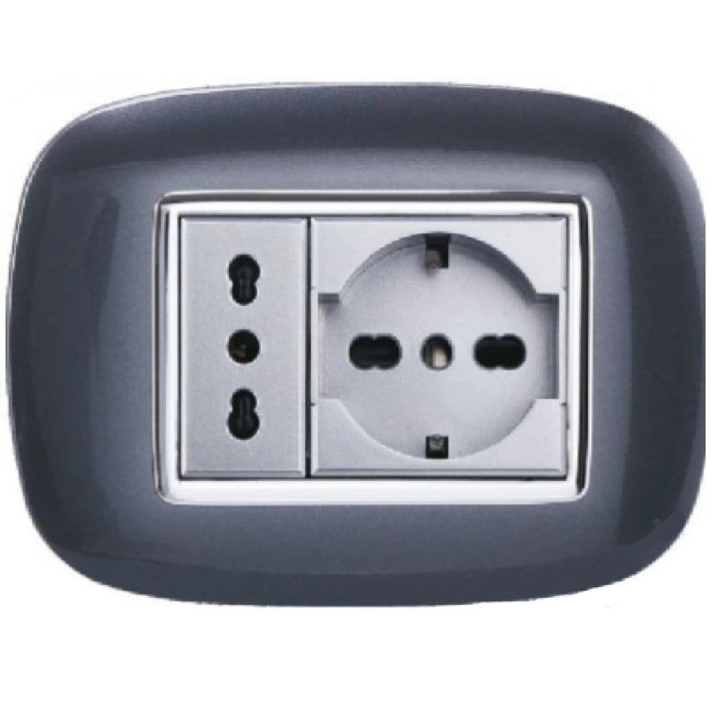 Trade Shop - Placca Oval 3 4 6 Moduli Acciaio Scuro Compatibile Con Bticino Axolute -