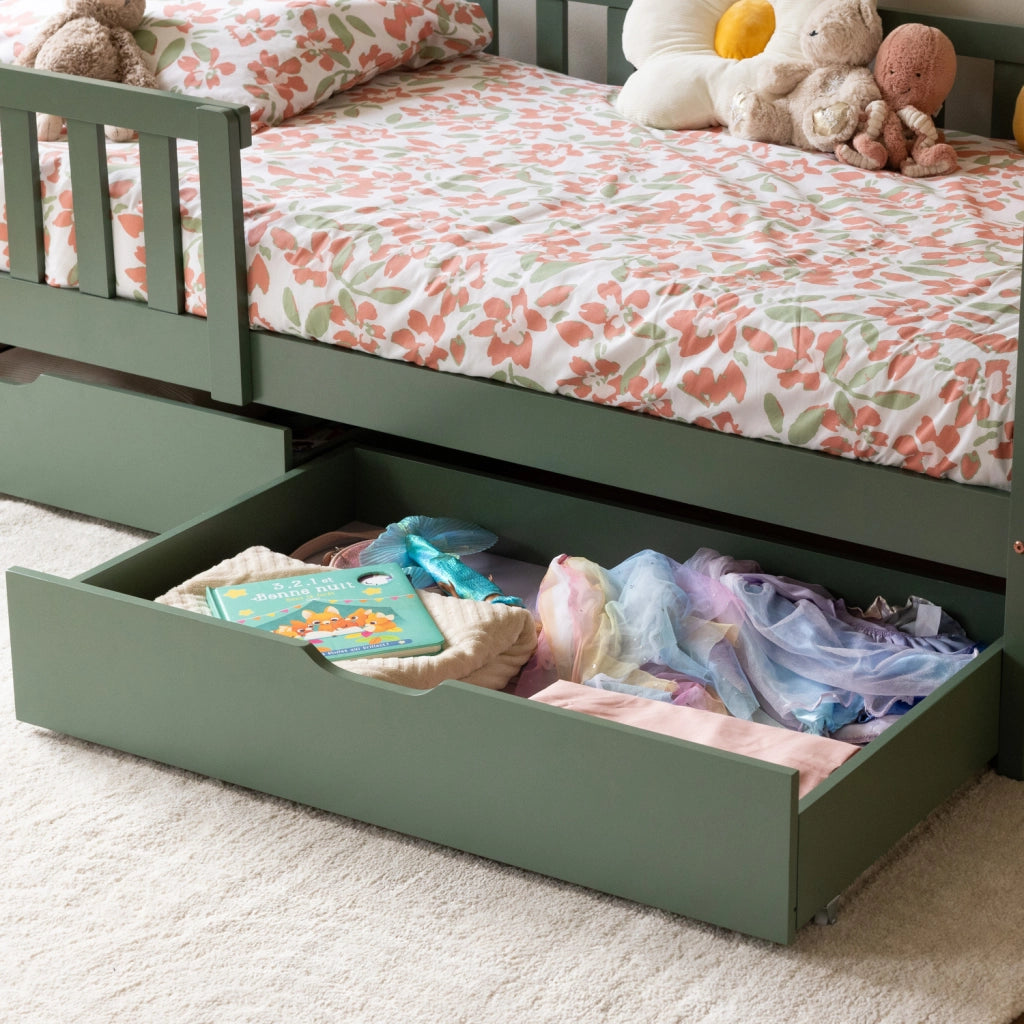 Letto a cabina per bambini 190x90cm verde con cassetti MARCEAU