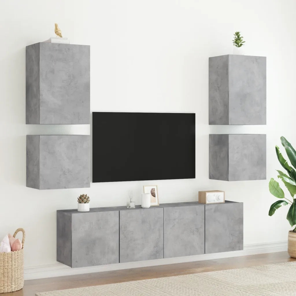Mobile TV Parete Grigio Cemento 40,5x30x40 cm Legno Multistrato 836902
