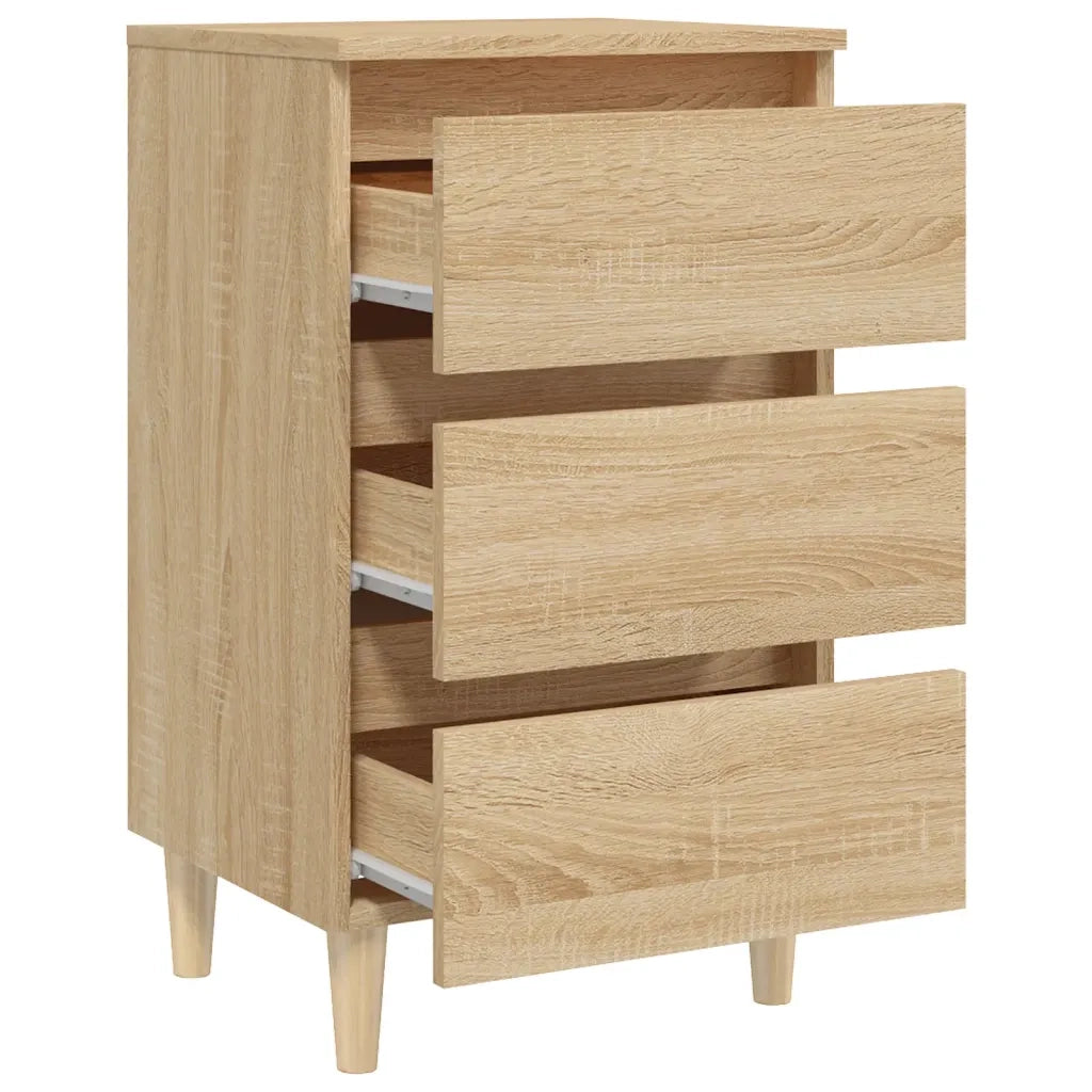 Comodino con Gambe in Legno Massello Rovere Sonoma 40x35x69cm cod mxl 44230
