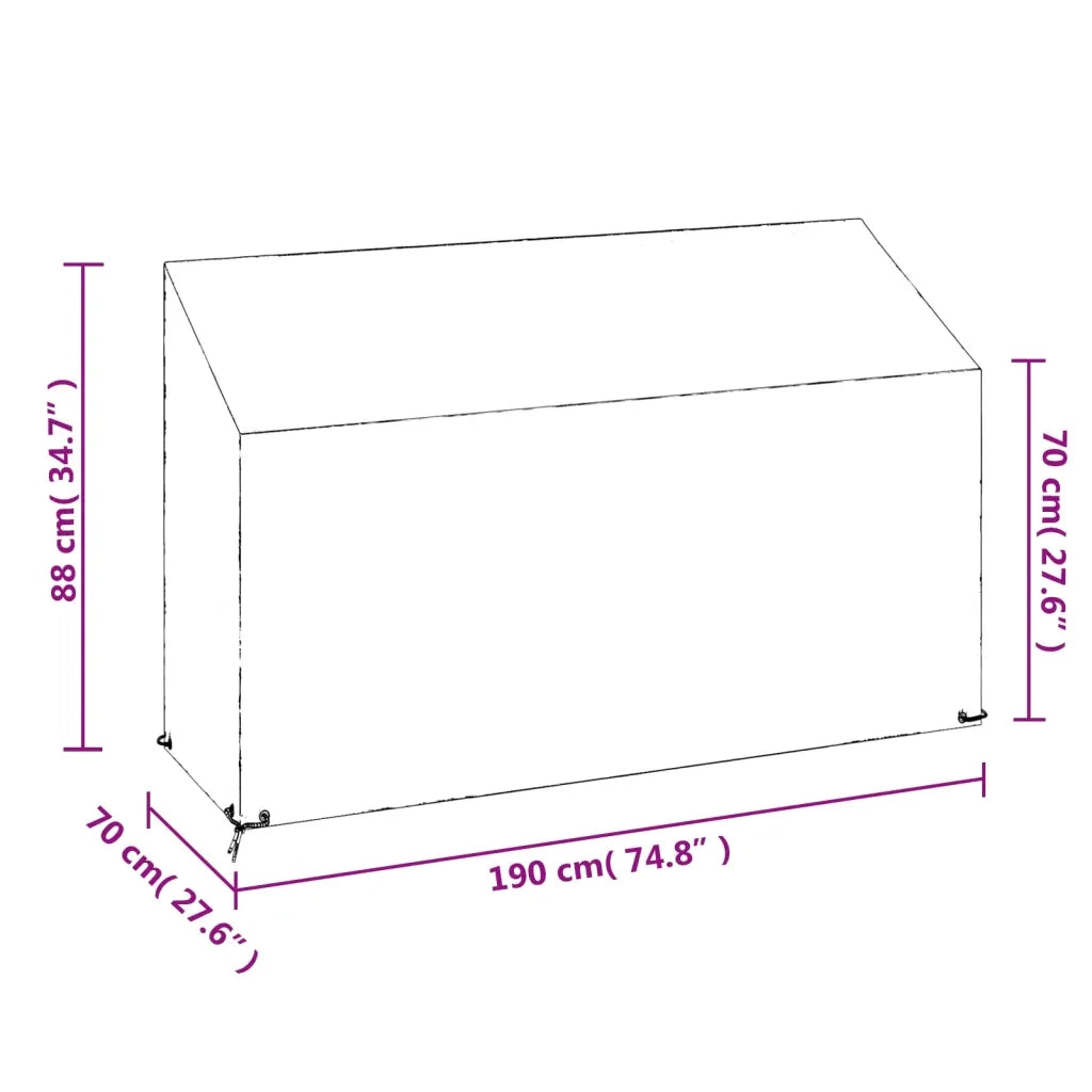 Copri Panca da Giardino 8 Occhielli 190x70x70/88 cm Polietilene