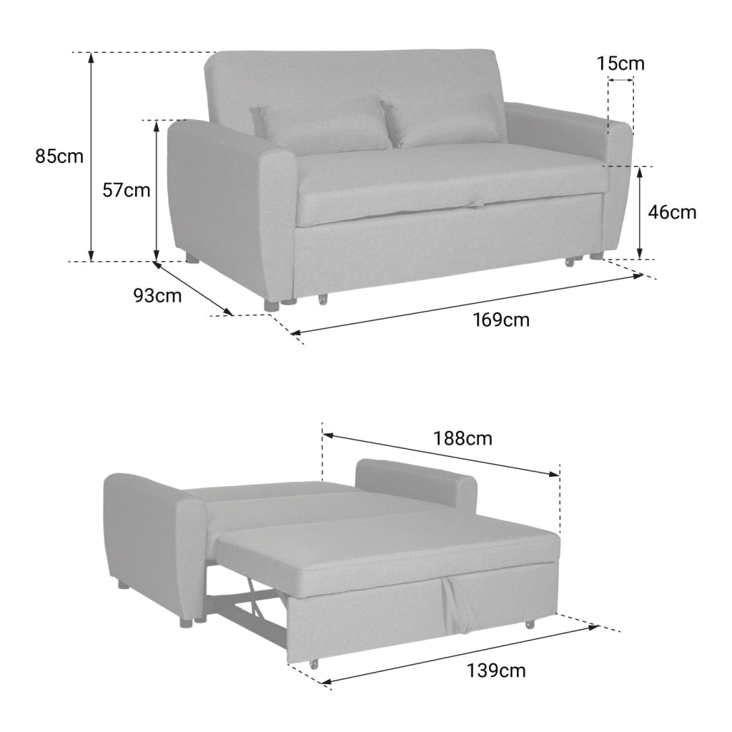 Divano letto in velluto a coste beige a 2 posti MATT