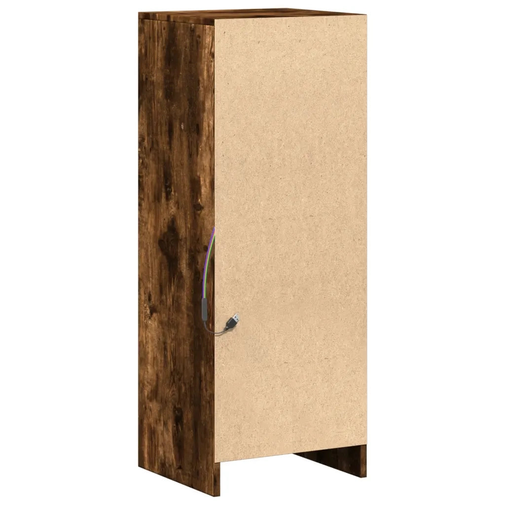 Credenza con LED Rovere Fumo 38x34x100 cm in Legno Multistrato