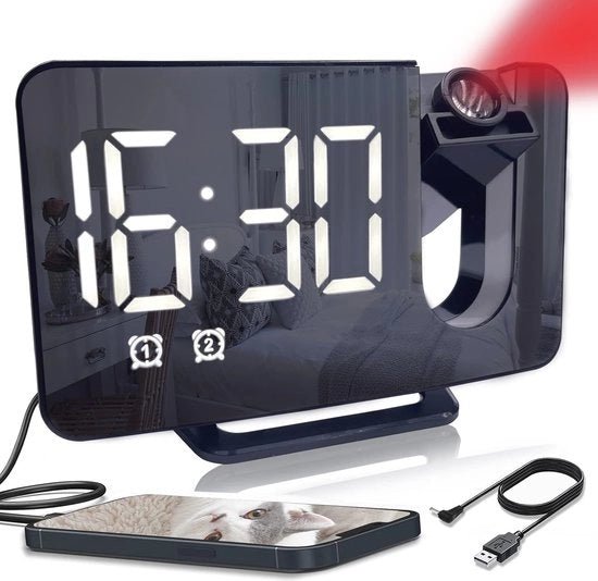 Alarme Digitale con Proiezione, Radio FM e Illuminazione Adattabile per Camera da Letto