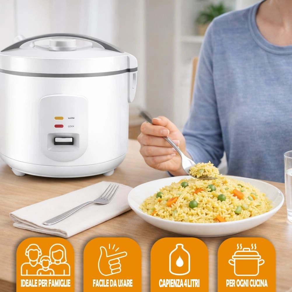 Cuociriso Elettrico Compatto 1.8 Litri con Cottura Automatica Sana e Veloce 700W