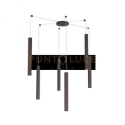 ROUND TUBE SOSPENSIONE 6 LUCI MARRONE CAVO CM.250 CON BASE 1174-S6-MA