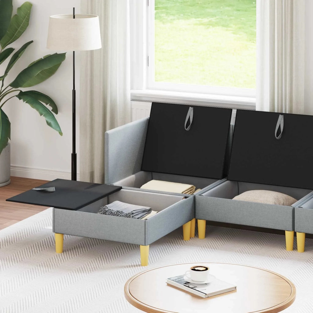 Set di mobili per il soggiorno 6 pcs Grigio Chiaro Tessuto 3413677