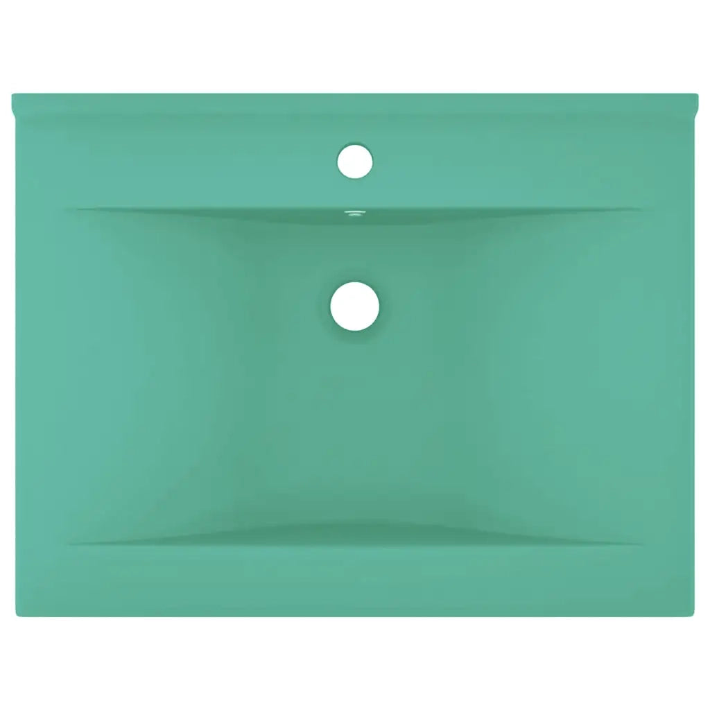 Lavabo con Foro Rubinetto Verde Chiaro Opaco 60x46 cm Ceramica CFW9168722