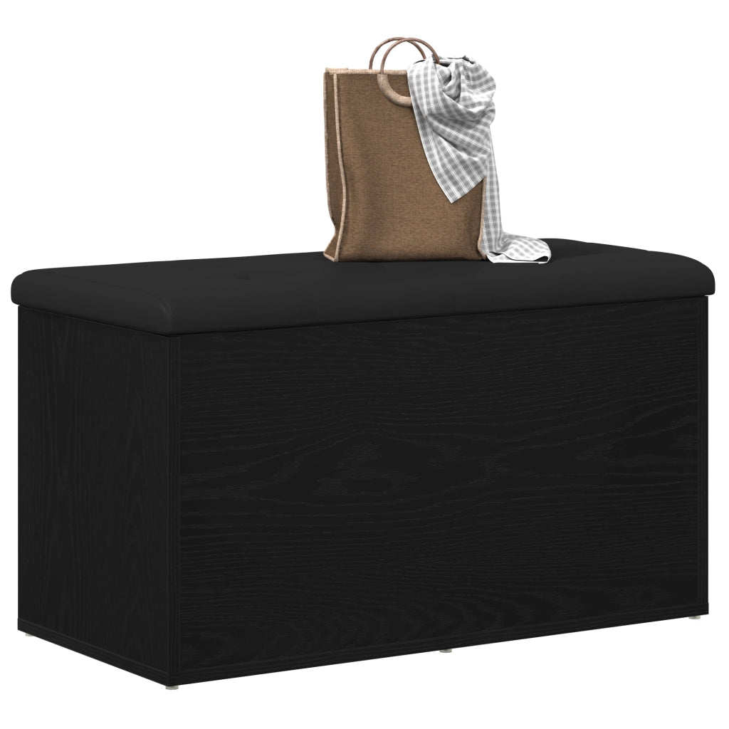 panchina da stoccaggio  nero rovere 80x40x45 cm in legno ingegnerizzato