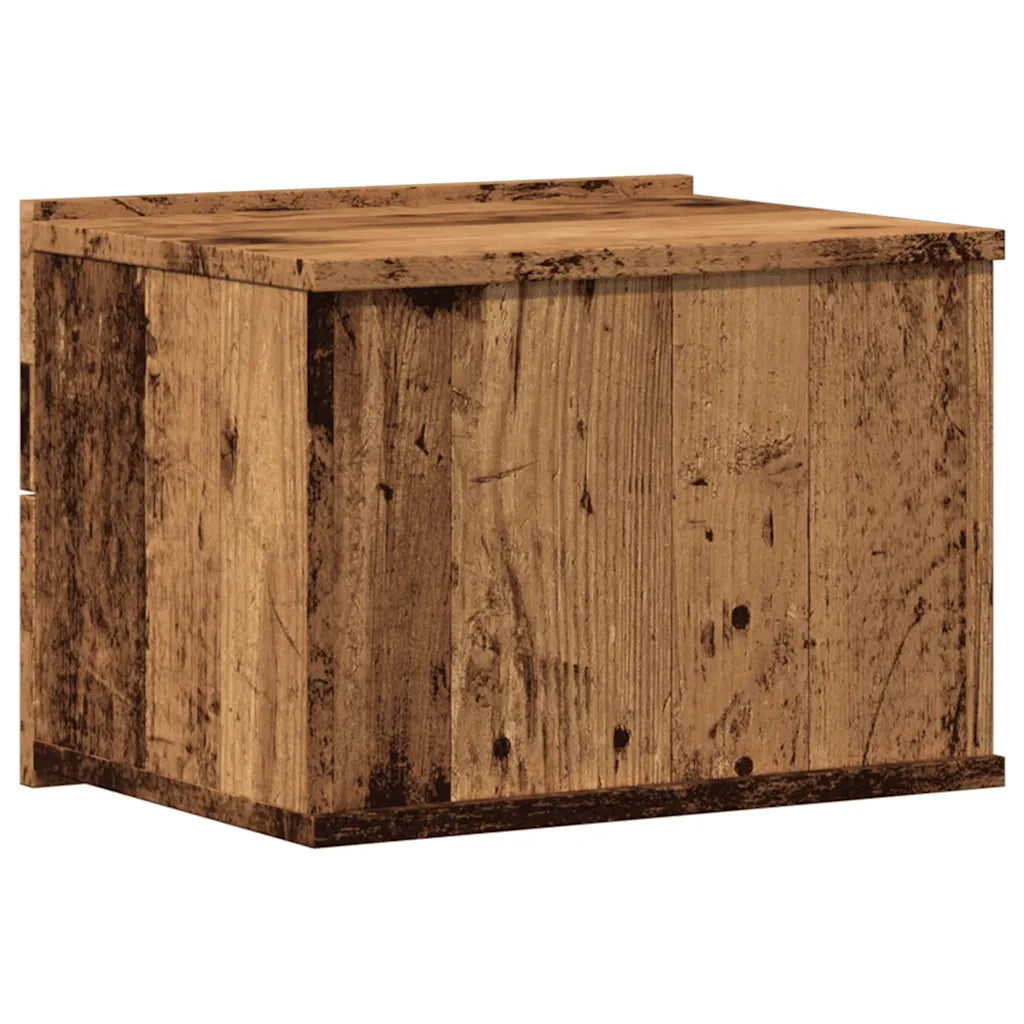 Comodino a Muro-Tavolino da notte sospeso Legno Antico 40x32x30 cm