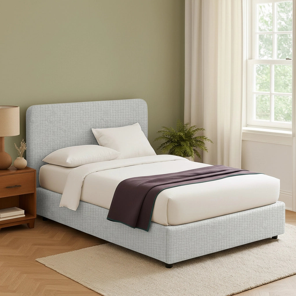 Poole, Letto Piazza e Mezza Sfoderabile Made in Italy, Grigio Chiaro