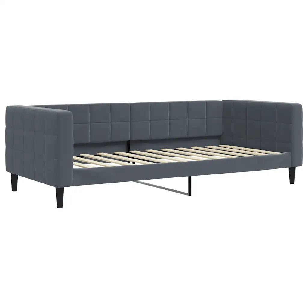 Divano Letto con Materasso Grigio Scuro 90x200 cm in Velluto