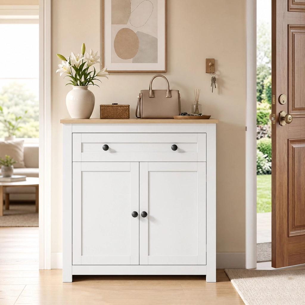 Credenza con cassetti e ante ¨C zephmum ¨C bianco 78.5x35x80 cm