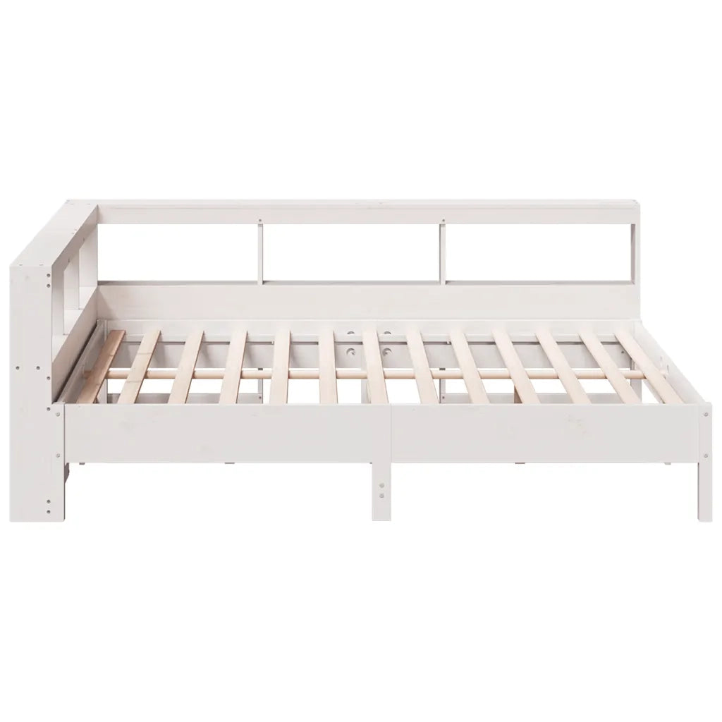 Letto Libreria senza Materasso-Struttura Letto con contenitore Bianco 140x190 cm Legno di Pino 409840