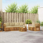 Set di divani da esterno con cuscino 7 pcs Naturale e Beige