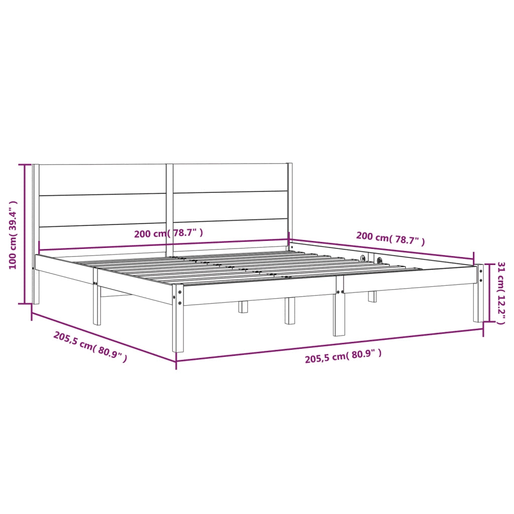 Giroletto senza Materasso 200x200 cm in Legno Massello di Pino 3104173
