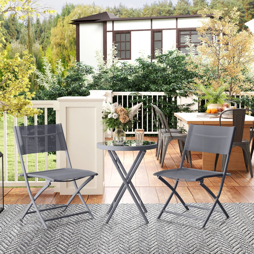 Set da bistrot pieghevole 3 pezzi, 2 sedie e 1 tavolo ¨C Zephmum ¨C Grigio