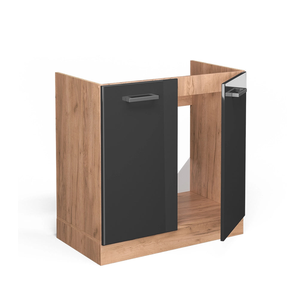 Vicco Mobile lavello cucina Antracite lucido 80 cm senza piano di lavoro