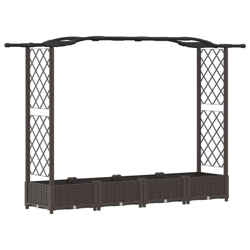 Letto Rialzato con Griglia e Tetto Marrone 207 x 40 x 126 cm PP 42032505
