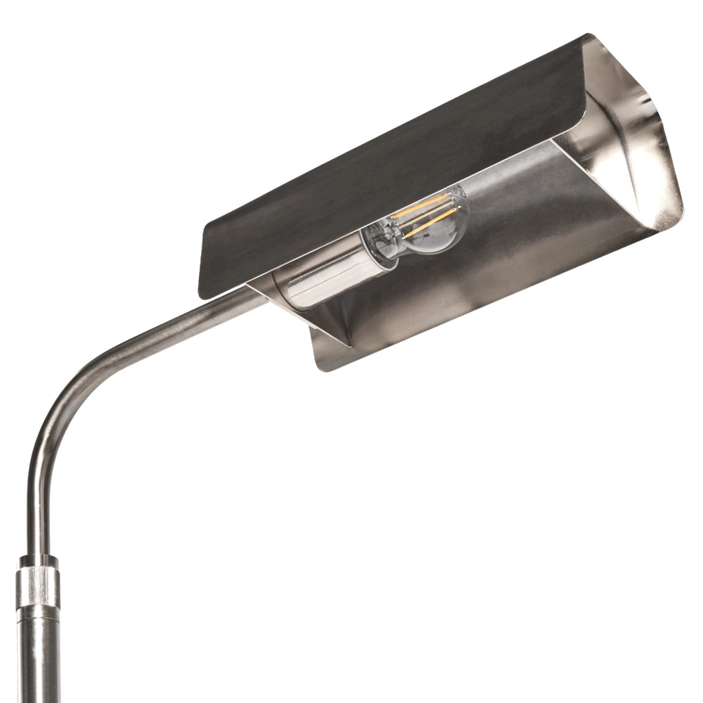 Lampada da terra con base in acciaio argentato, regolazione dell'altezza, stile moderno, interruttore on/off, stile glamour
