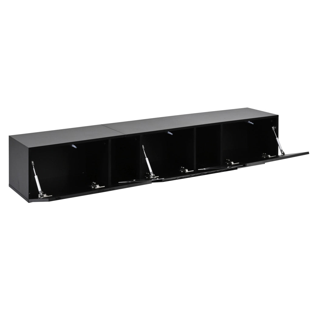 Mobile TV sospeso 180x35x30 cm con LED controllate da app; 3 ante ribaltabili; in truciolare; nero